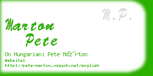 marton pete business card